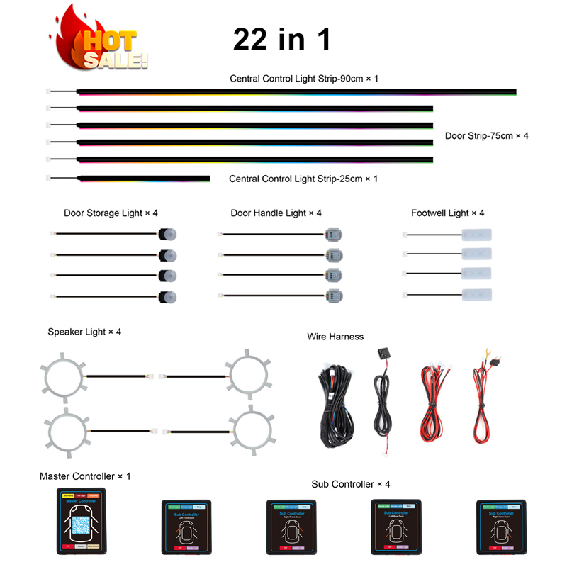 22 in 1 Lampu Interior Mobil R - Led Interior Ambient Light ulasan dan harga
